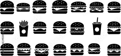 Burger icon vector set. fast food illustration sign collection. food symbol.
