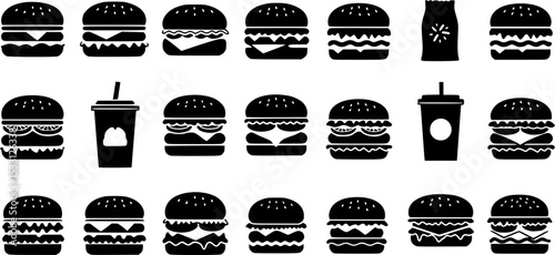 Burger icon vector set. fast food illustration sign collection. food symbol.
