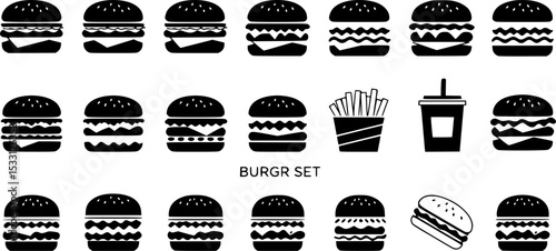 Burger icon vector set. fast food illustration sign collection. food symbol.
