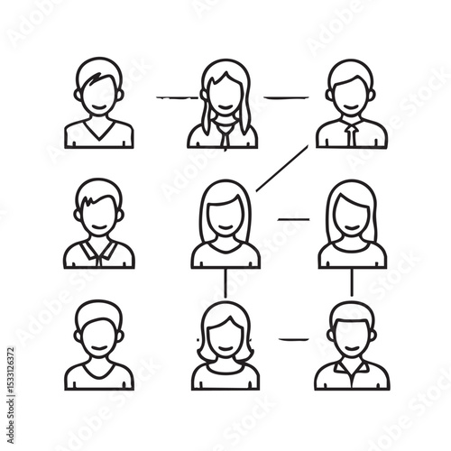 Organizational chart showing team structure and relationships clearly vector illustration