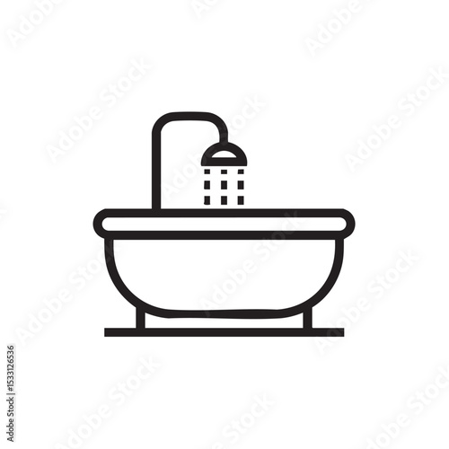 Modern bathtub design with shower for stylish bathroom space vector illustration
