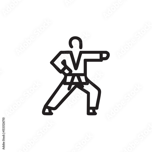 Martial arts training figure in dynamic stance for fitness design vector illustration