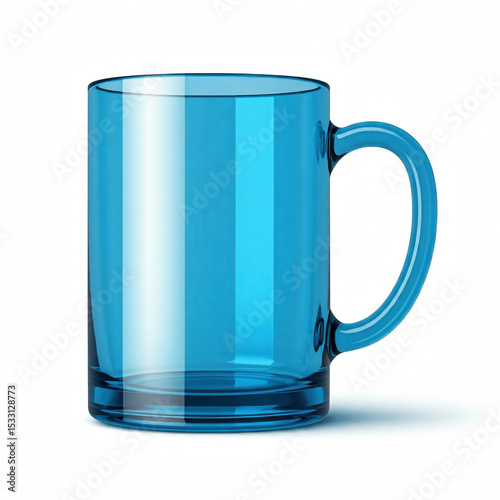 Blue glass cup isolated on white background