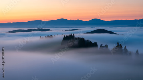Misty Mountain Sunrise Landscape