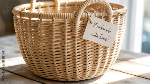 Handmade Wicker Basket with Love Tag