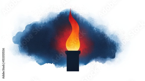 A stylized torch with a bright flame against a smoky, blue-toned background, symbolizing light, hope, or inspiration.
