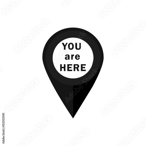 map pointer icon vector. Marker indicating location with the phrase you are here for navigation purposes