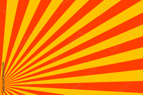 Yellow orange sunburst vector background from bottom corner. Vector sunburst illustration for background, ads, promos, banner template, and creative projects.