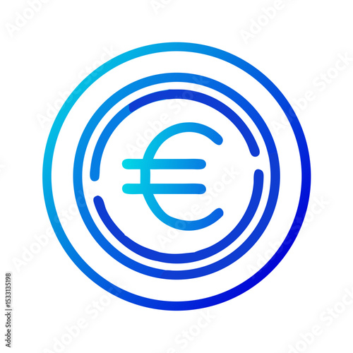 Euro currency symbol in circular outline design with gradient colors  