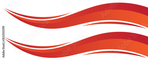 red wave curve, golden wave corner shape for element, stripes ribbon golden graphic, striped red. vectors
