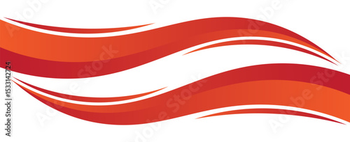 red wave curve, golden wave corner shape for element, stripes ribbon golden graphic, striped red. vectors