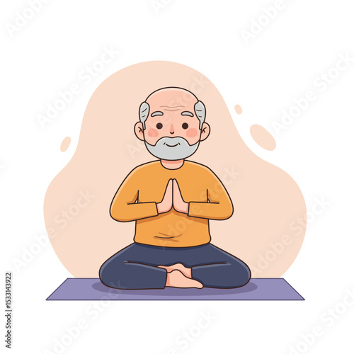 Senior man doing yoga in a peaceful indoor setting  