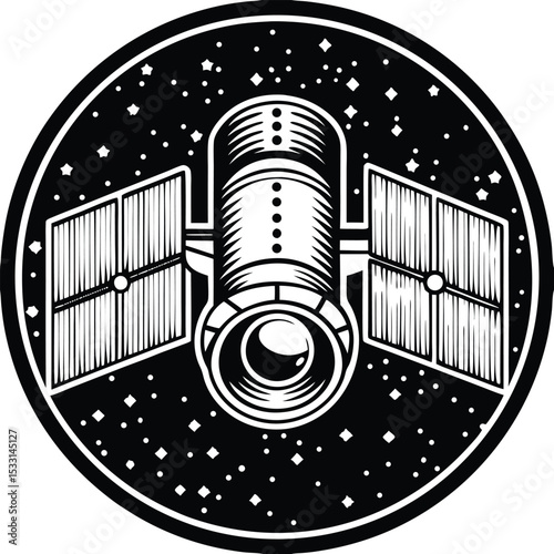  a lone satellite drifts through the vast cosmic