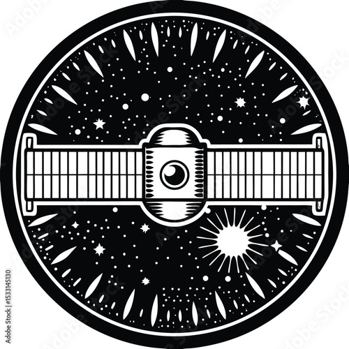  a lone satellite drifts through the vast cosmic