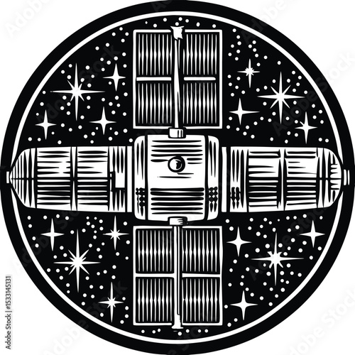  a lone satellite drifts through the vast cosmic