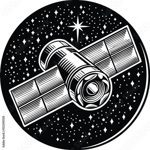  a lone satellite drifts through the vast cosmic