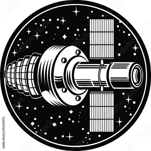  a lone satellite drifts through the vast cosmic