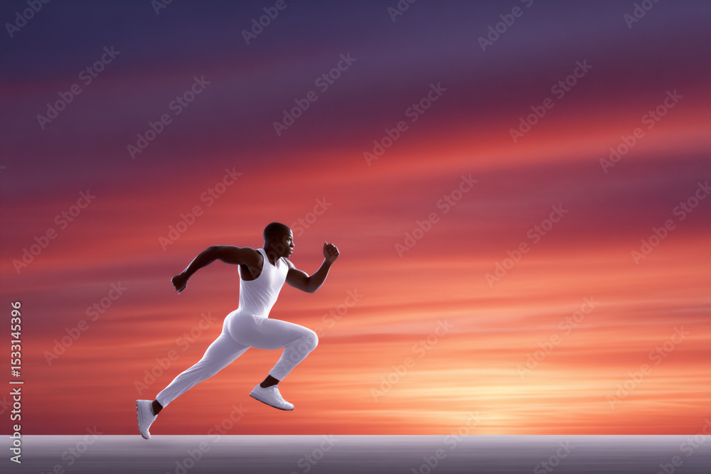 custom made wallpaper toronto digitaldynamic shot of a runner with a determined expression sprinting towards a finish line at sunset