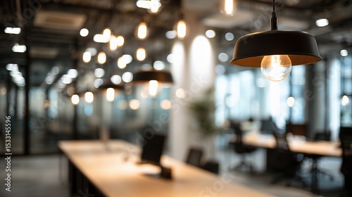 Wallpaper Mural Blurred Modern Workspace Background with Soft Lighting Effects Torontodigital.ca