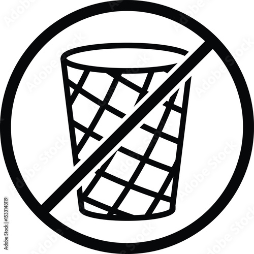 No Trashing. Restriction Icon Symbol