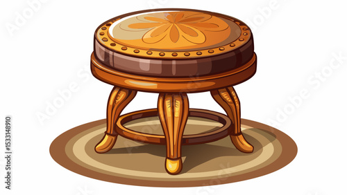 Add warmth with a round vanity stool crafted with brown leather seat and wooden legs. Its classic design offers timeless beauty, seamlessly adding elegance and complements decor effortlessly.

