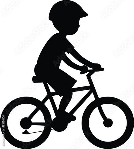 silhouette of a boy  with a bicycle