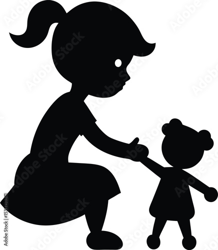 boy and girl silhouette vector