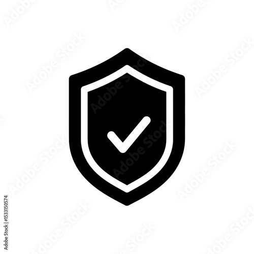 Vector icon of a shield with a check mark representing security