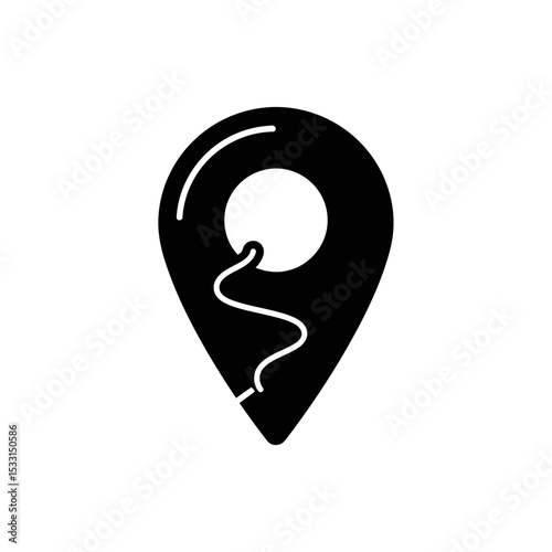 Vector icon of a location pin with a spiral design