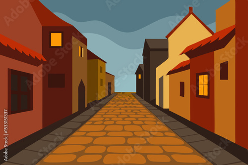 empty cobblestone street in an old european