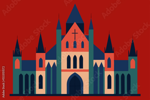 A charming cartoon castle vector illustration depicts a medieval fantasy kingdom with towers, palaces, and a sky silhouette, perfect for a fairytale town or village
