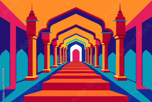 Taj Mahal Agra India vector illustration of a historic mosque landmark