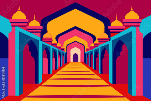 Taj Mahal in India, an iconic monument, stands as a grand mosque and a landmark of architecture and religion