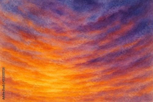 Colorful abstract watercolor sky with clouds and sunset tones