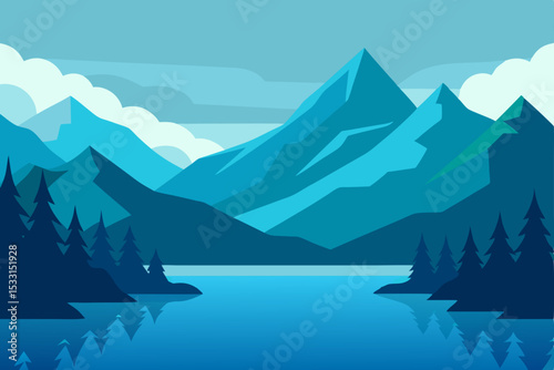 mountain landscape with lake