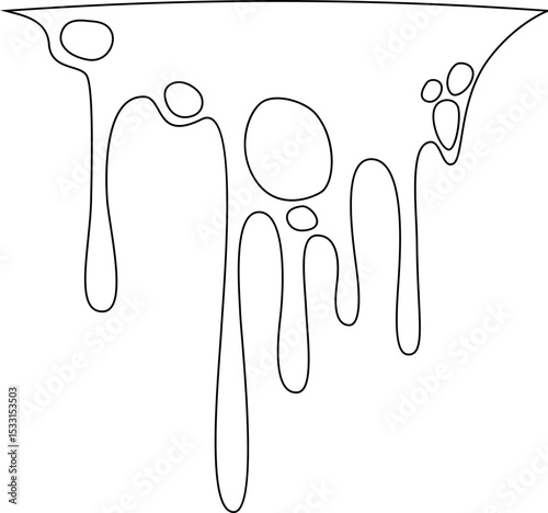 Outline of a large dripping mass with multiple holes.