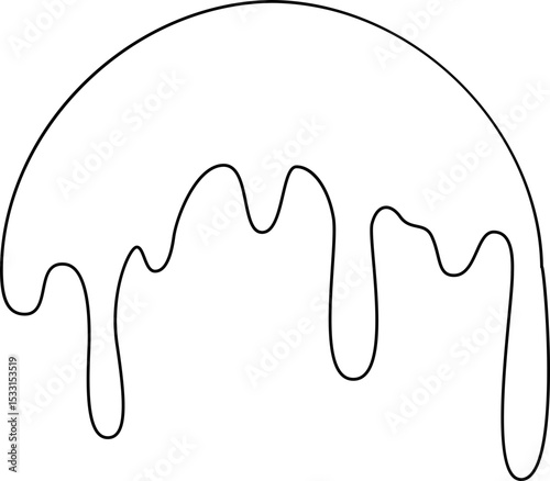 Outline of a liquid surface with droplets falling.