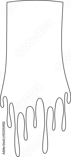 Large mass of liquid with long drips.