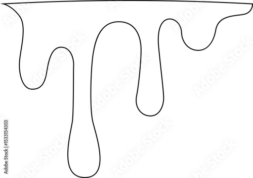 Linear depiction of multiple droplets splattering outward in an irregular pattern.