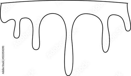 Thick liquid overflowing from an edge in a smooth curved flow.