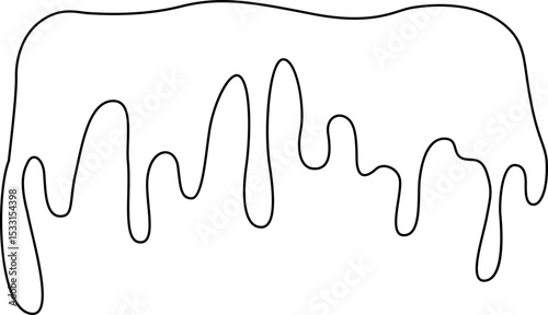 Curved liquid edge with a wavy, dripping pattern.