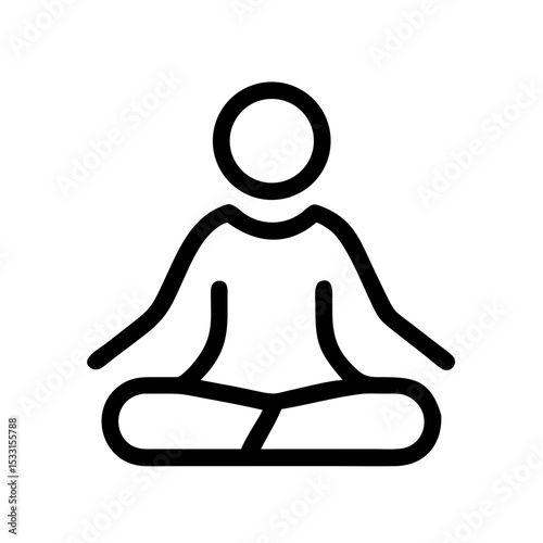 Minimal Meditation Lotus Pose Icon – Mindfulness Outline Symbol:
Minimal outline icon of a person in meditation lotus pose, perfect for wellness, yoga, and mindfulness projects.