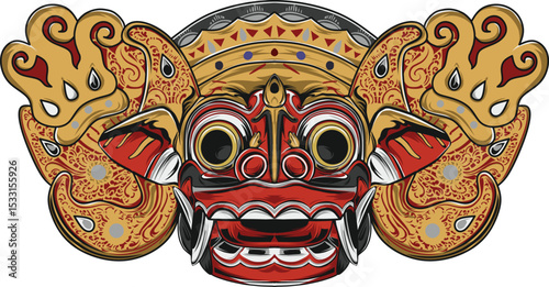 full color high definition bali mask vector