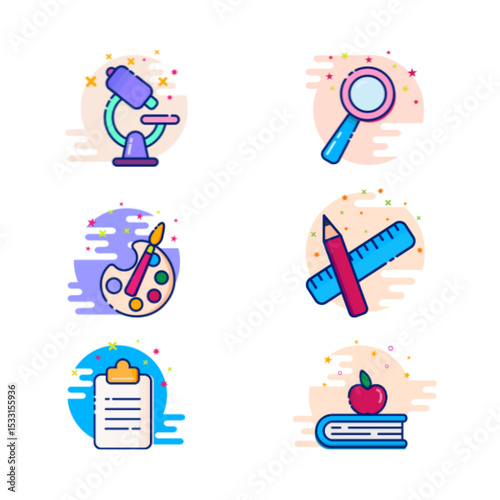 Colorful Back to School Icons set 