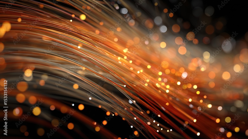 Obraz premium Abstract 3D Illustration of Fiber Optic Light Waves in Vivid Colors