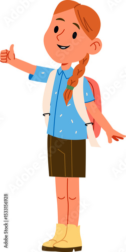 Cheerful Schoolgirl Giving Thumbs Up