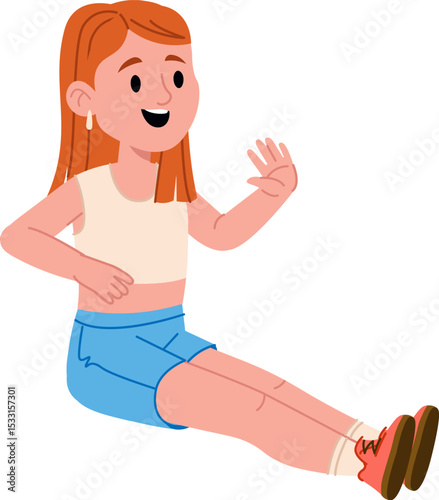Smiling Girl Sitting Cheerfully