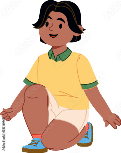 Smiling Child Sitting on Floor