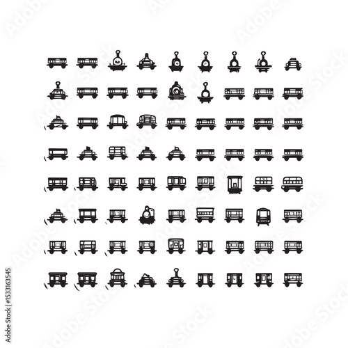 Collection of vintage train and locomotive icons