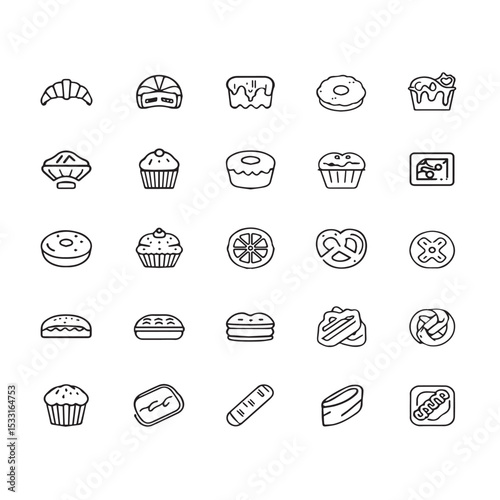 Hand drawn doodle food and pastry collection
